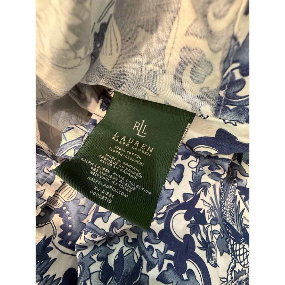 Ralph Lauren 2 King Pillowcases Shams Bird Blue Porcelain Tamarind Chinoiserie - Picture 2 of 10